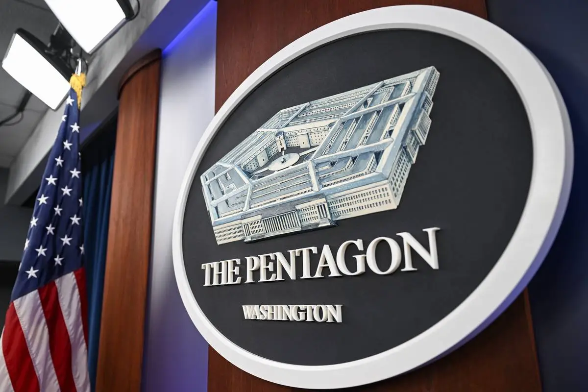 Brasão do Pentágono em Washington DC, 15 de agosto de 2023 [Celal Günes/Agência Anadolu]
