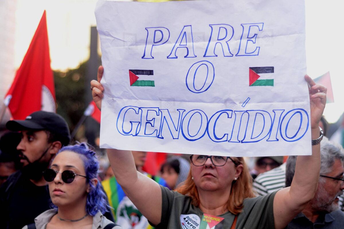 Ato contra a guerra de Israel em Gaza, na Av. Paulista, em S.Paulo, em 04 de novembro de 2023 [Lina Bakr/Monitor do Oriente Médio]