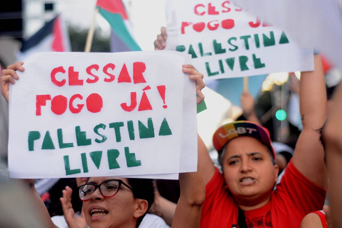 Ato contra a guerra de Israel em Gaza, na Av. Paulista, em S.Paulo, em 04 de novembro de 2023 [Lina Bakr/Monitor do Oriente Médio]