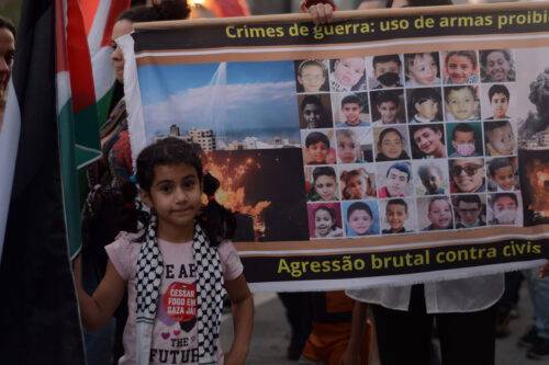 Ato contra a guerra de Israel em Gaza, na Av. Paulista, em S.Paulo, em 04 de novembro de 2023 [Aline Bakr/Monitor do Oriente Médio]