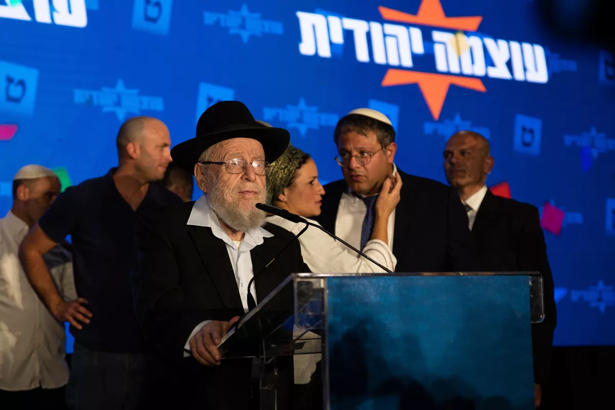 Rabino Dov Lior, líder espiritual do partido de extrema direita Otzma Yehudit. [ Matan Golan/SOPA Images/LightRocket via Getty Images]
