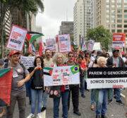 Ato em SP no Dia de Ação Global pela Palestina em 13 de janeiro de 2024 [Omar Abdullah/Fórum Latino Palestino]