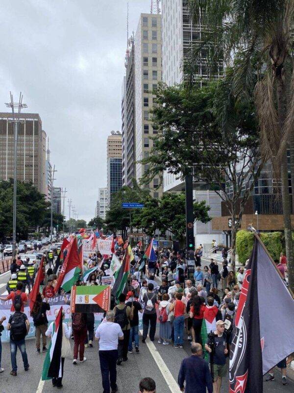 Ato em SP no Dia de Ação Global pela Palestina em 13 de janeiro de 2024 [Omar Abdullah/Fórum Latino Palestino]