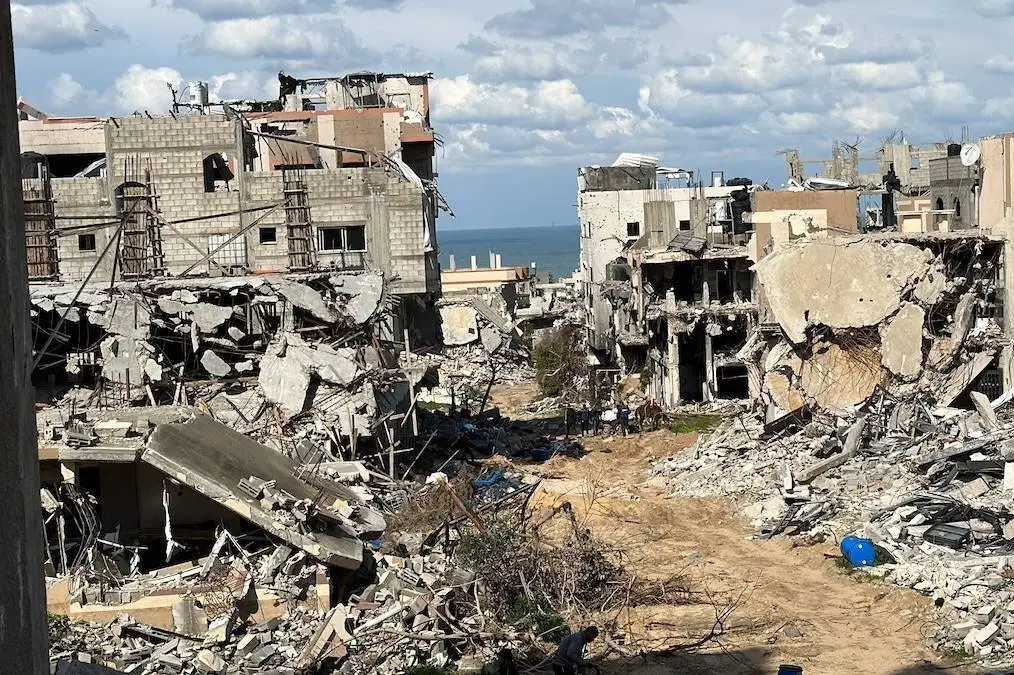 Destruição na Cidade de Gaza após retirada das tropas israelenses, 1° de fevereiro de 2024 [Abdulqader Sabbah/Agênica Anadolu]
