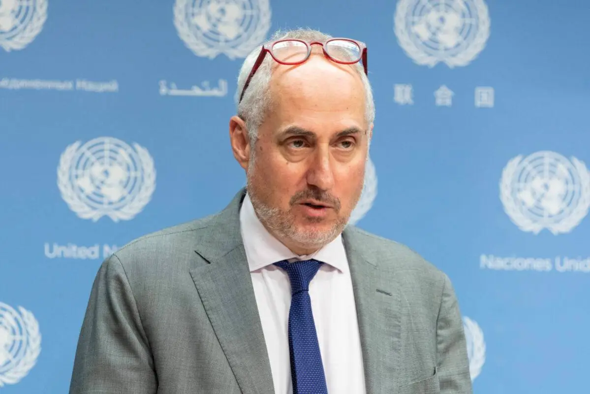 Stephane Dujarric, porta-voz do secretário-geral da ONU na sede da ONU, Estados Unidos, em 12 de setembro de 2023 [Lev Radin/Pacific Press/LightRocket via Getty Images]
