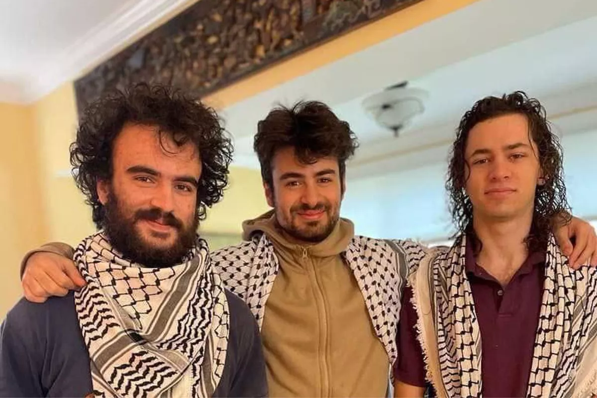 Hisham Awartani, Kinnan Abdel Hamid e Tahseen Ahmed, estudantes baleados no campus da Universidade de Vermont, nos EUA, em 26 de novembro de 2023 [Reprodução]