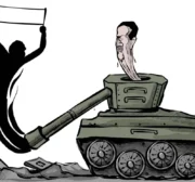 Centenas de milhares de pessoas se manifestam na Síria para derrubar o regime de Assad - Cartoon [Sabaaneh/Middle East Monitor]