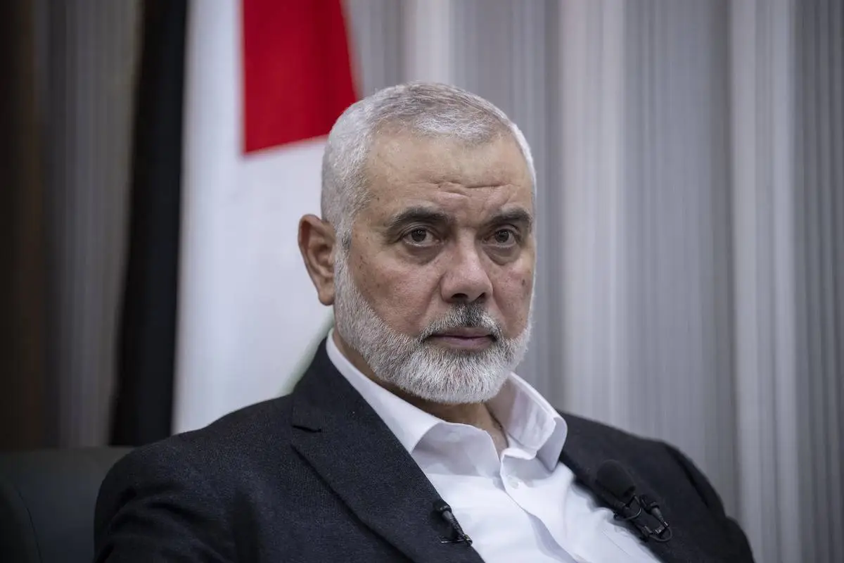 O presidente do Birô Político do Hamas, Ismail Haniyeh, em Istambul, Turquia, em 20 de abril de 2024. [Arif Hüdaverdi Yaman/ Agência Anadolu]
