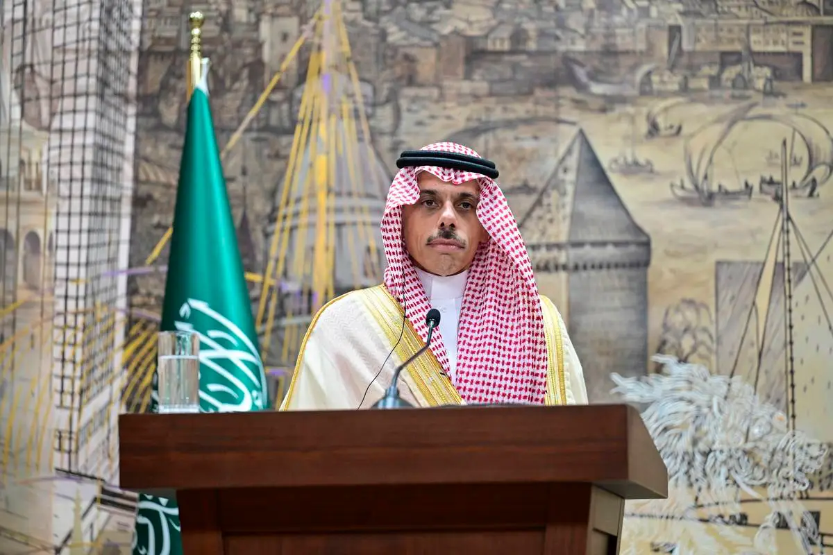 O Ministro das Relações Exteriores da Arábia Saudita, Faisal bin Farhan Al-Saud, em Istambul, Turquia, em 14 de julho de 2024. [Muhammed Enes Yıldırım/ Agência Anadolu]
