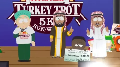 South Park satiriza americanos que aceitam dinheiro da Arábia Saudita em especial de Ação de Graças