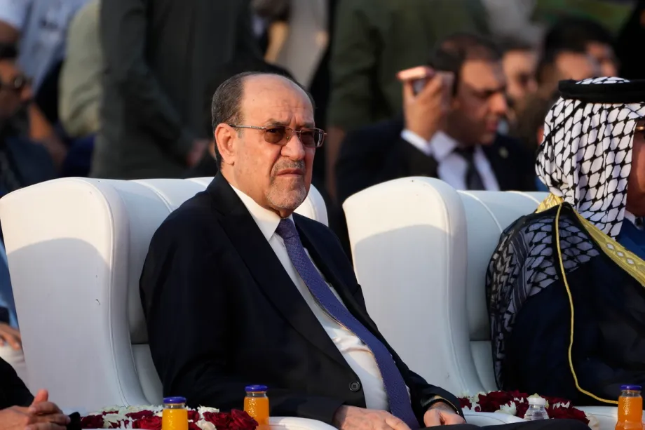 Nouri al-Maliki, premiê eleito do Iraque, durante comício em Bagdá, em 7 de novembro de 2025 [Murtadha Al-Sudani/Agência Anadolu]