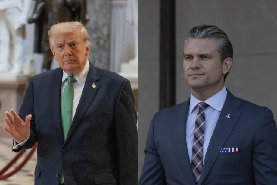Presidente dos Estados Unidos, Donald Trump, e Secretário de Defesa dos EUA, Pete Hegseth. [Foto/AA]