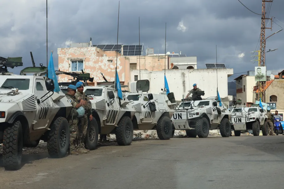 Forças Interinas das Nações Unidas no Líbano (UNIFIL) em Nabatieh, Líbano, em 15 de novembro de 2025. [Ramiz Dallah - Agência Anadolu]